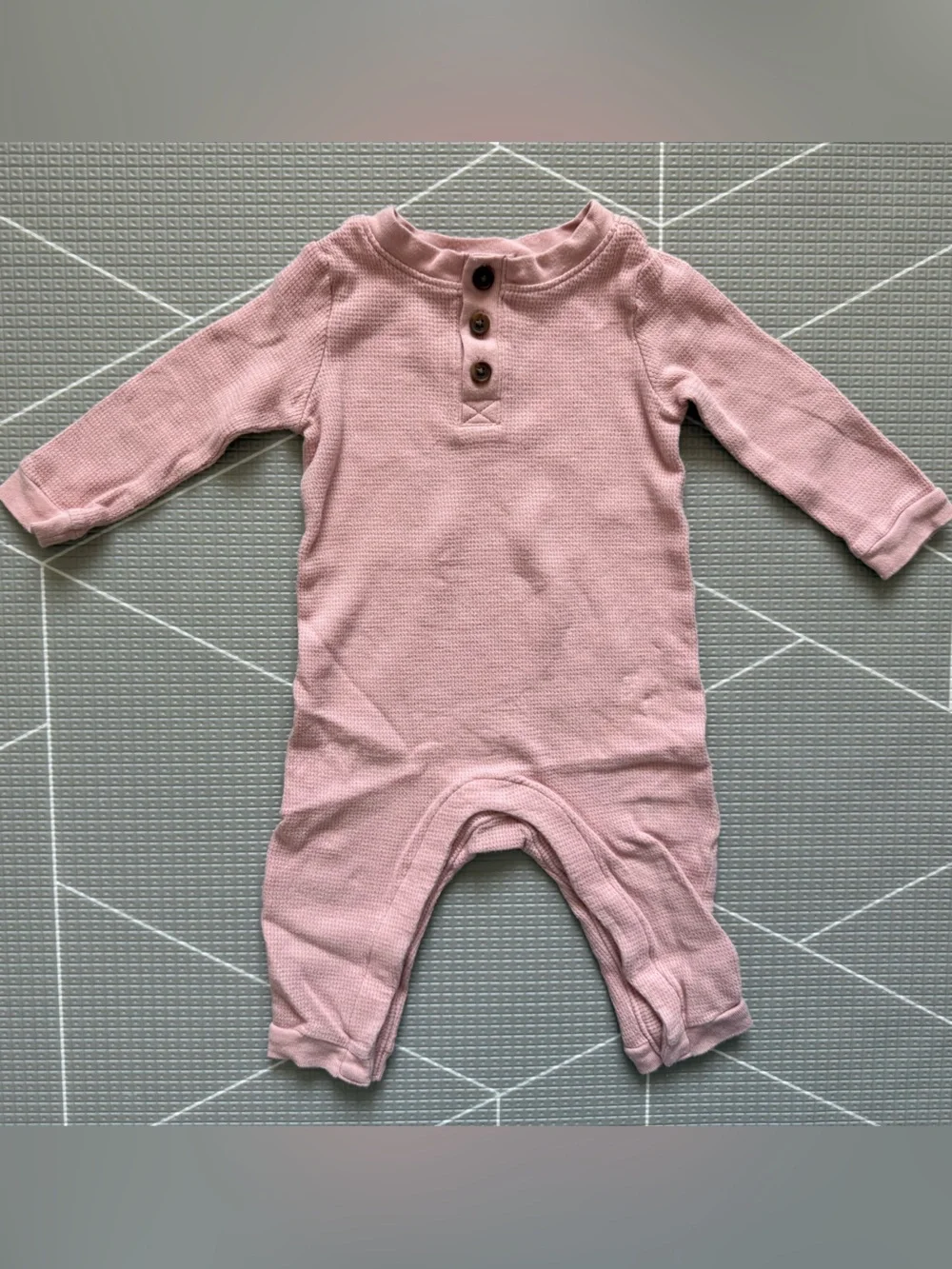 Old Navy|Baby girl blush Pink Waffle Knit Long-Sleeve One-Piece jumpsuit,6-12M
